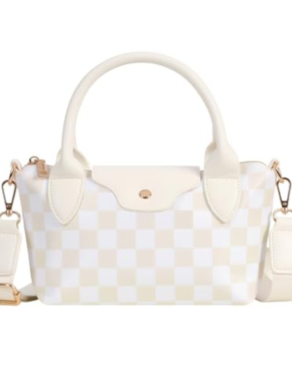 Nylon Crossbody Bag Small Checkered Purse Mini Tote Adjustable Strap
